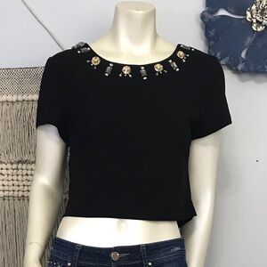 Ronni Nicole bejeweled crop top